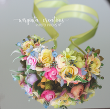 Load image into Gallery viewer, Handmade artificial flower headband. Photography prop