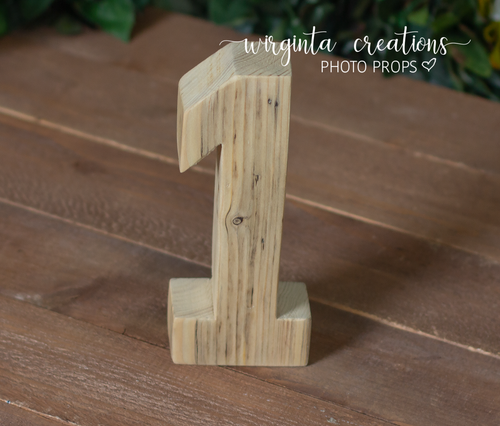 Wooden Number 1 One, Free-standing, Photography Prop, Handcrafted, First birthday wooden decoration, Natural wood, Ready to send