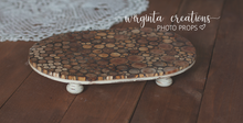Load image into Gallery viewer, Oval wooden tray, Handcrafted, decorative stand, Natural wood, Home décor, wooden presentation stand, Coffee tray, Stage prop, Photography prop, Ready to send
