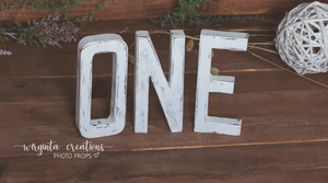 Large wooden distressed letters. White distressed design. Cake Smash. Home Décor, Handcrafted props. Free-standing. Ready to send