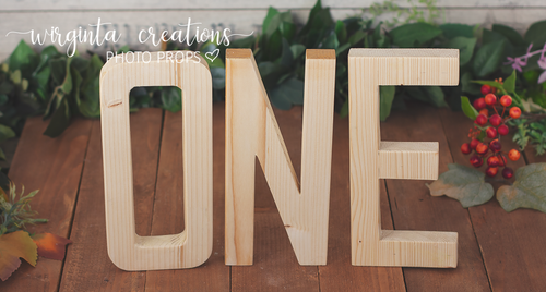 Large size Wooden letters ONE. Cake Smash. Photography prop. Wooden decoration. Natural wood. Height 26 cm. Made to Order