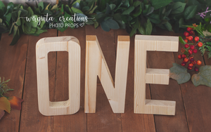 Large size Wooden letters ONE. Cake Smash. Photography prop. Wooden decoration. Natural wood. Height 26 cm. Ready to send