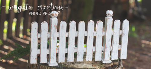 Solid wood distressed white picket fence. Made to order