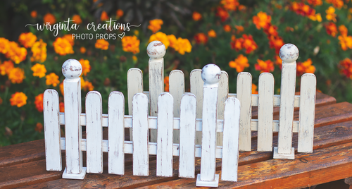 Solid Wood Decor, Handcrafted Picket Fence. Wooden distressed cream or distressed white colour available. Stage Props. Cake Smash. Photography. Free standing. Made to order