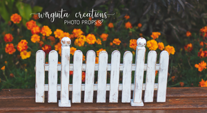 Solid wood distressed white picket fence. Made to order