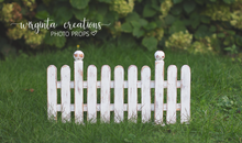 Load image into Gallery viewer, Solid wood distressed white picket fence. Made to order