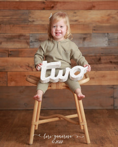 Curved letters. Wooden distressed letters. Sign Two Photography Prop. Baby 2nd Birthday Decoration. Cake Smash. One word. Free-standing. Ready to send