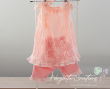 Load image into Gallery viewer, Flower Bonnet and Matching outfit for 12-24 months old. Peach, pink