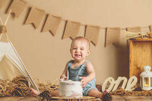 Handmade Wooden Curved "ONE" Word for Cake Smash Photos - Available in Distressed or Plain Colors