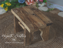 Load image into Gallery viewer, Handcrafted wooden bench. Natural wood, brown, vintage, rustic looks. Ready to send