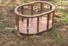 Load image into Gallery viewer, Handcrafted Wooden Oval Crib. Brown Distressed Design or Solid Brown Colour