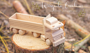 Solid wood truck toy, Handmade. Light Brown