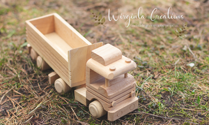Solid wood truck toy, Handmade. Light Brown