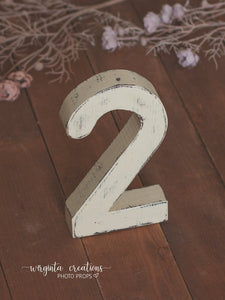 Handcrafted Wooden Number 2 for Cake Smash Photography and Baby 2nd Birthday Prop